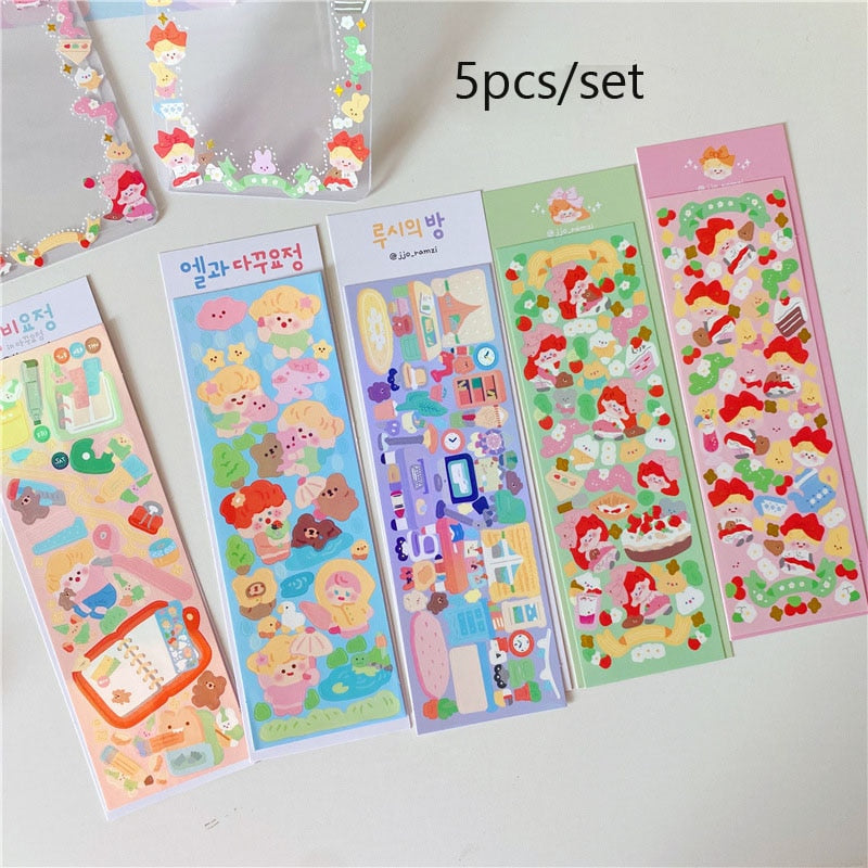 Stickers Set 4/5/6/7/8/10pcs Full Set Series Scrapbooking Decorative Stickers Idol Kpop Sticker Korean design Stationery