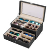 Load image into Gallery viewer, Glasses  Storage Box 12 Cell PU Double Layer Sunglasses Case 2 Tier Fashion Eye Glasses Display Case