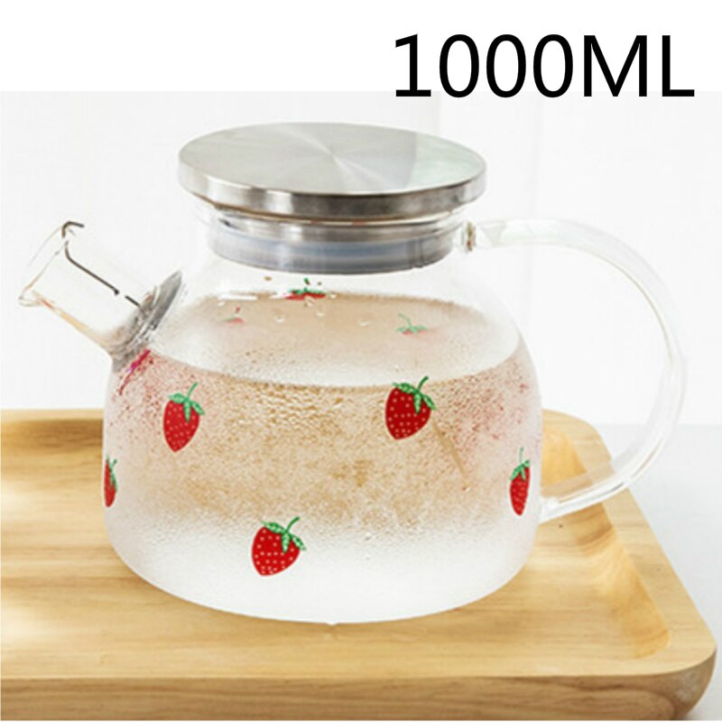 Cute Kawaii Strawberry Pot, Glass Heat Resistant Teapot, Strawberry Cup