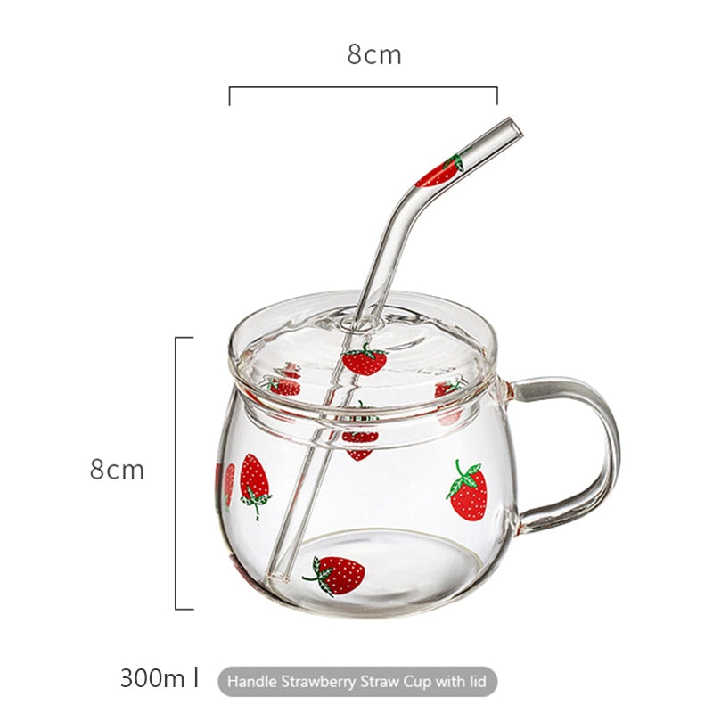 Glass Water Cup Creative Milk Cup Coffee Cup With Lid Scale Straw Cup Big  Belly Breakfast Cup Glass Cup With Handle And Lid