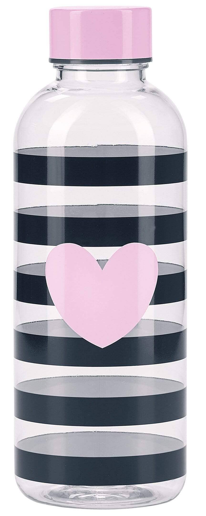 Miss Étoile Water Bottle, Black Stripes and Heart